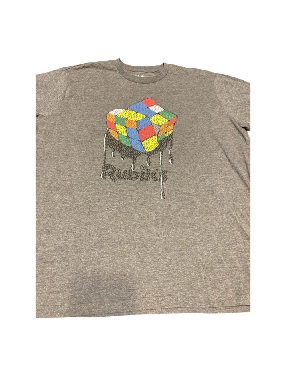 Rubik's Grey Multi-color Rubik's Cube Drip Short Sleeve Tee XL